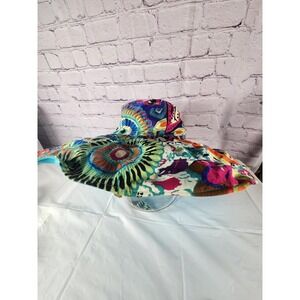 Hippie Boho Bright Colors Reversible Sun Hat w/ Scarf/ Chin Strap So COOL!